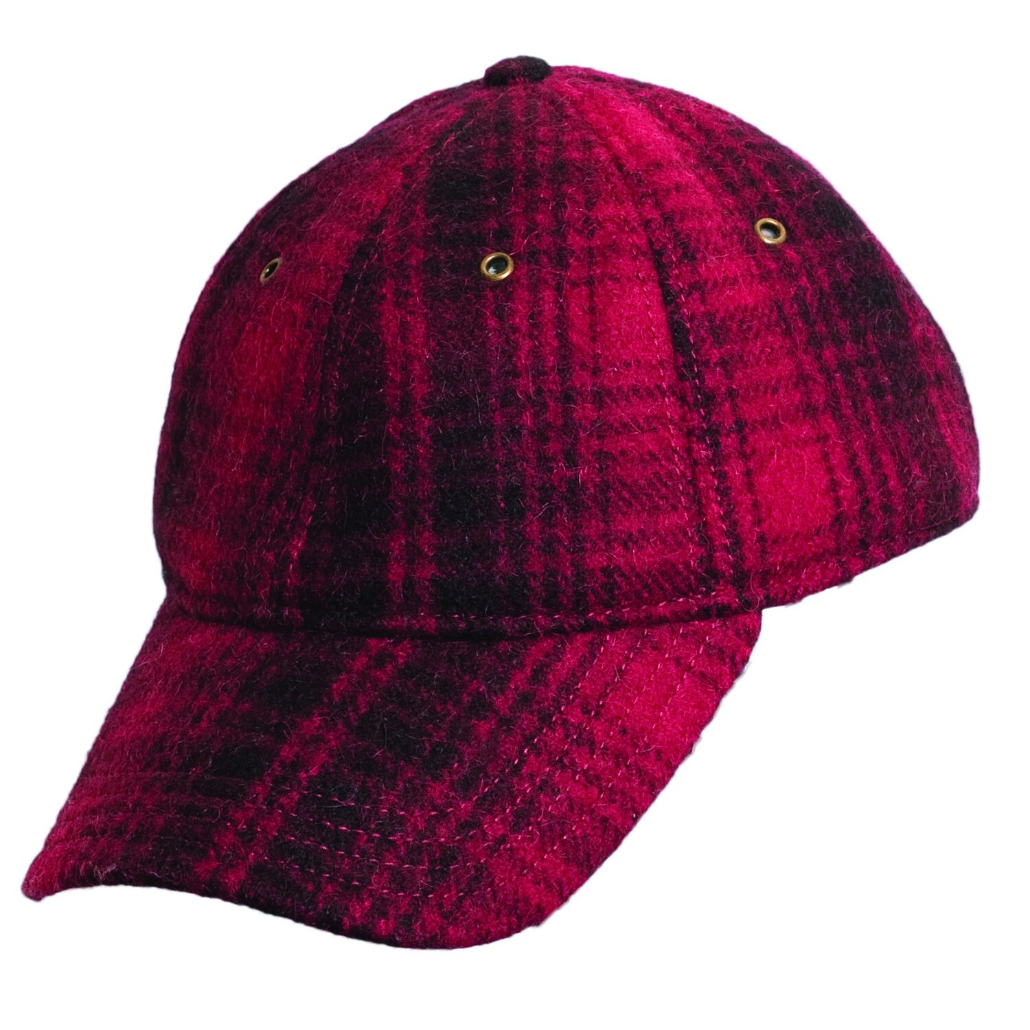 Woolrich Mens Heritage RedBlack Plaid Wool-blend Cap - Free 