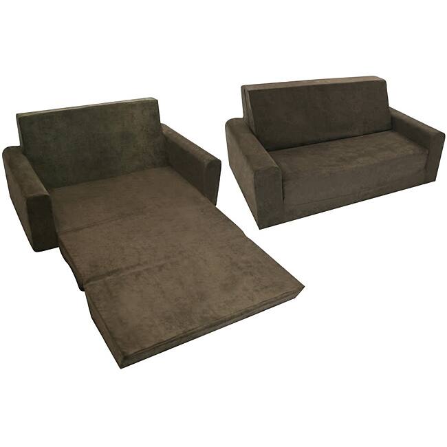 Magical Harmony Kids Chocolate Microfiber Flip Sofa