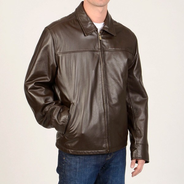 Chaps Men's Leather Open Bottom Jacket - Free Shipping Today ...