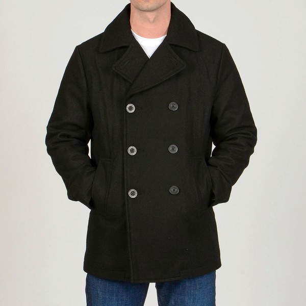 Chaps Men's Black Wool-blend Double-breasted Peacoat - Free Shipping ...