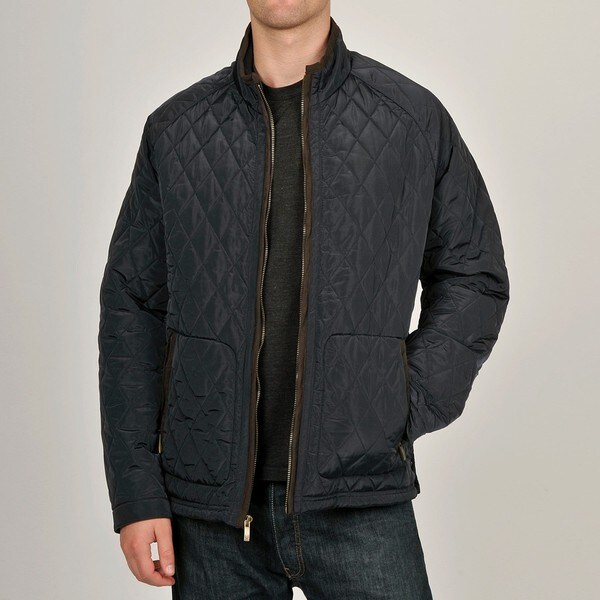 Shop Chaps Men's Navy Diagonal Quilted Jacket - Overstock - 6290899