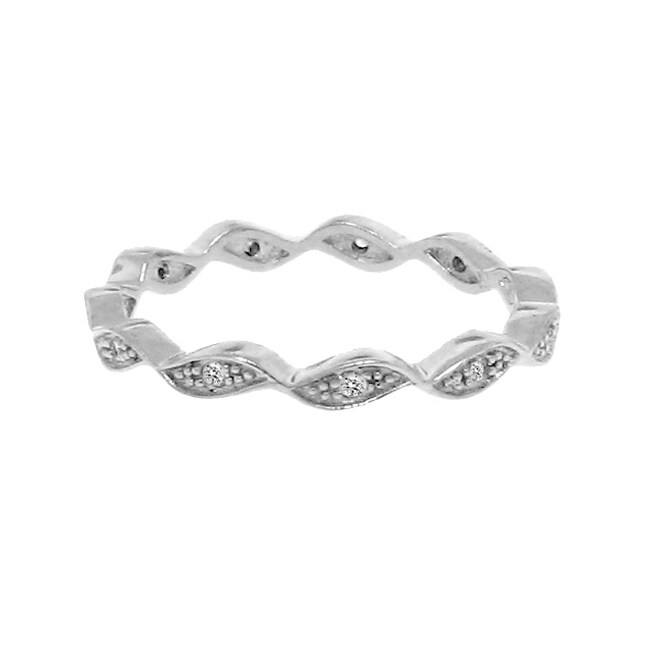 Sterling Silver Clear Cubic Zirconia Wave Band - Free Shipping On ...