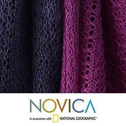 Alpaca Wool 'Bold Purple' Scarf (Peru) Novica Scarves & Wraps