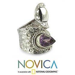 Sterling Silver 'Window' Amethyst Wrap Ring (India) Novica Rings