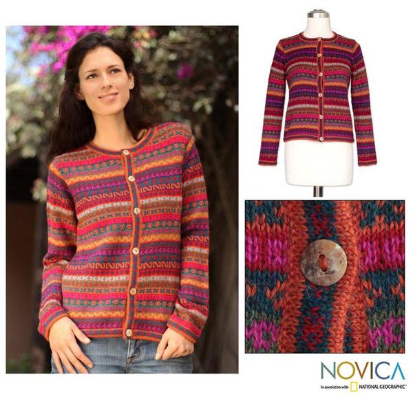 Alpaca Wool 'Be Bold' Cardigan (Peru) Novica Women's Clothing