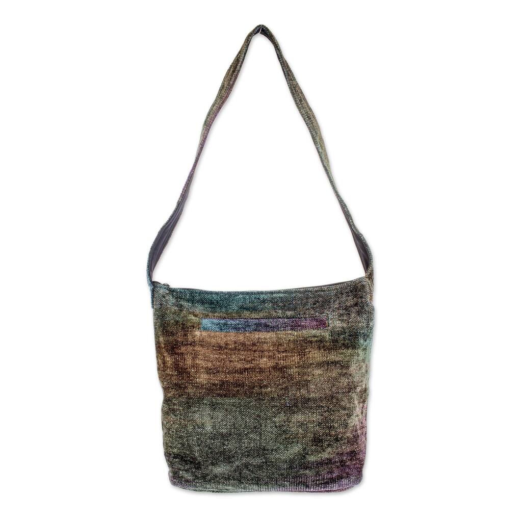 Handmade Rayon from Bamboo Chenille 'Magic Forest' Medium Shoulder Bag (Guatemala)