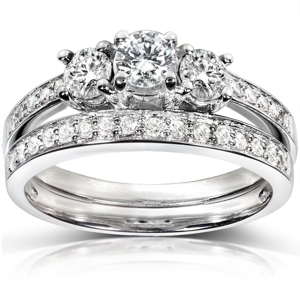 Annello by Kobelli 14k White Gold 3/4ct TDW Diamond Bridal Ring Set (H-I, I1-I2)