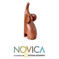 NOVICA Handmade Suar Wood 'Essential Elephant' Sculpture (Bali)
