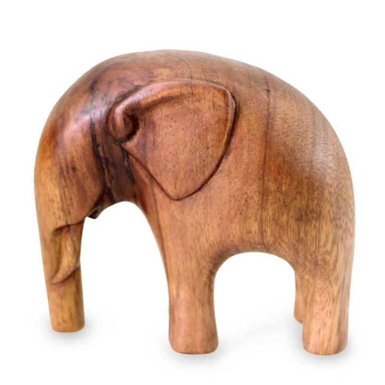 Handmade Suar Wood 'Modern Elephant' Sculpture (Indonesia)