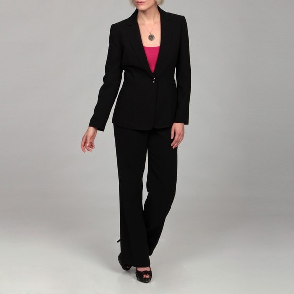 Tahari Women's Black Belted Pant Suit - 13923668 - Overstock.com ...
