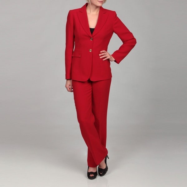 tahari red pantsuit