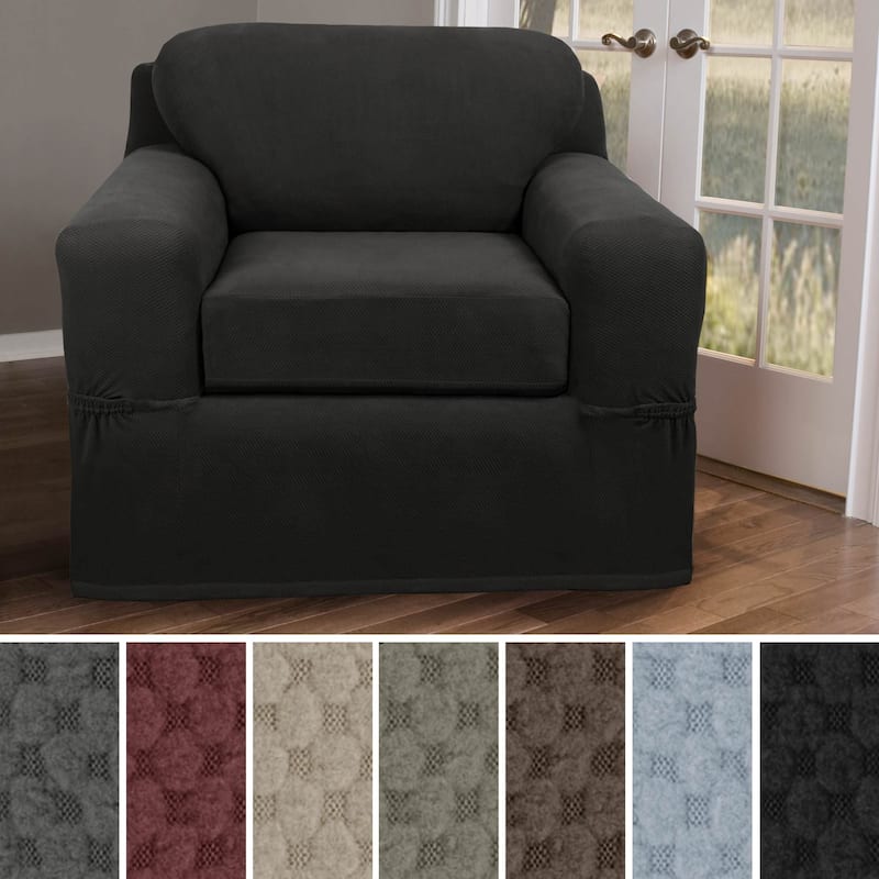 Maytex Stretch Pixel Chair 2 Piece Furniture / Slipcover - 42-43" wide/34" high/38"deep - Charcoal