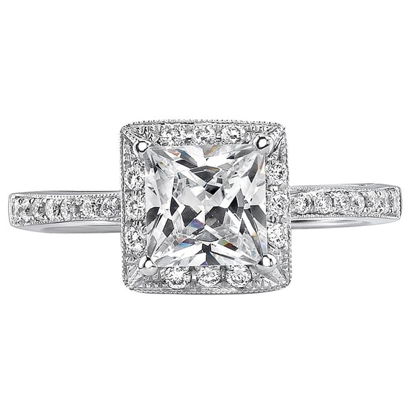 18k White Gold 1ct TDW Certified Princess Diamond Engagement Ring ...