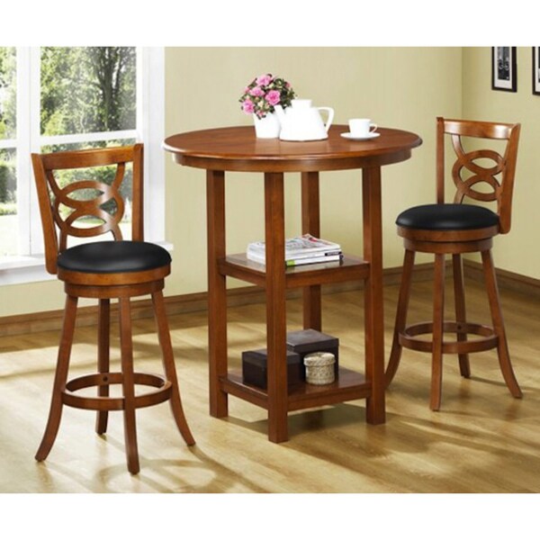 Shop Dark Oak Solid Wood 24in Swivel Barstools (Set of 2) Free