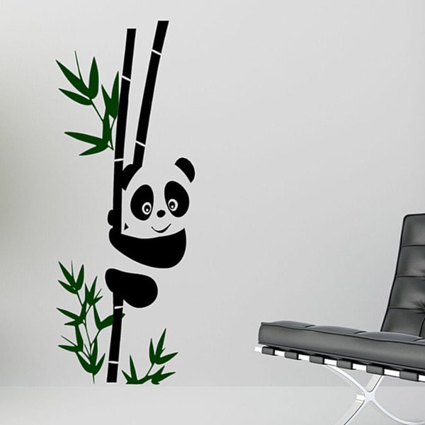 Vinyl 'Panda on a Bamboo Stalk' Wall Decal - Overstock - 6293316