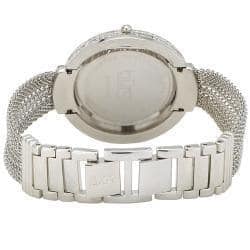 Burgi Women's Silvertone Crystal Mesh-bracelet Quartz Watch