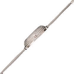 Burgi Women's Silvertone Crystal Mesh-bracelet Quartz Watch