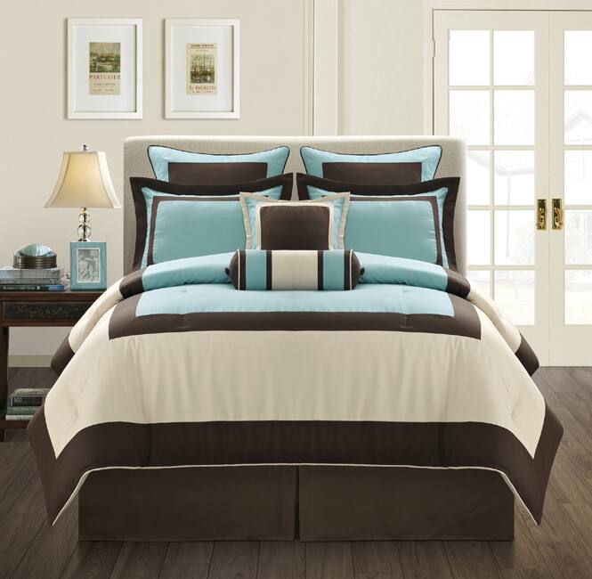 EverRouge Aqua Gramercy King-size 8-piece Comforter Set