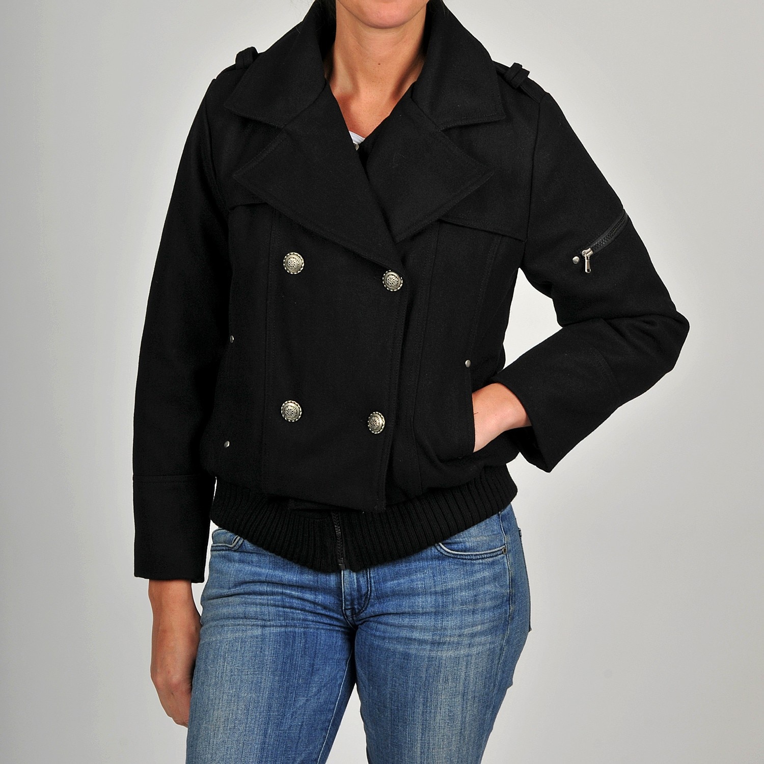 Excelled Womens Plus Size Double breasted Wool blend Peacoat 