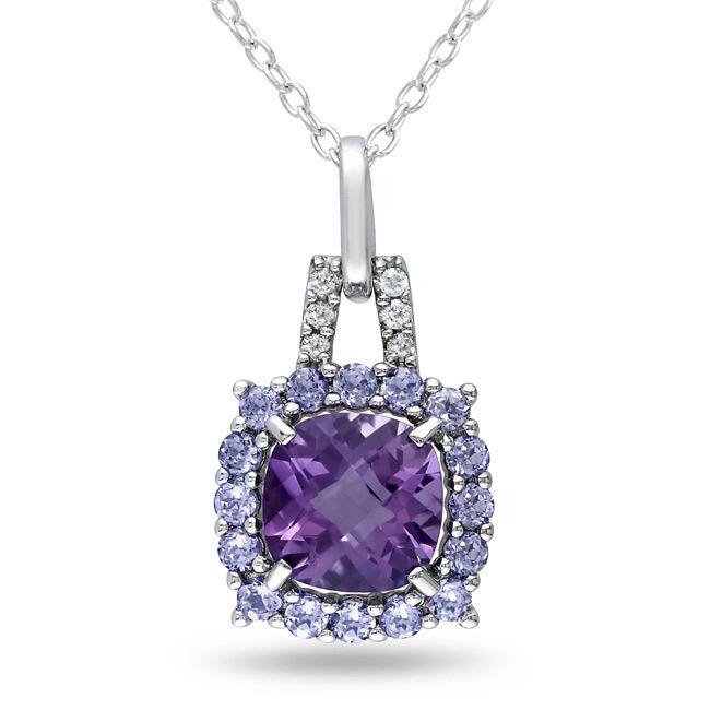 Miadora Sterling Silver Amethyst, Tanzanite and Diamond Accent Necklace