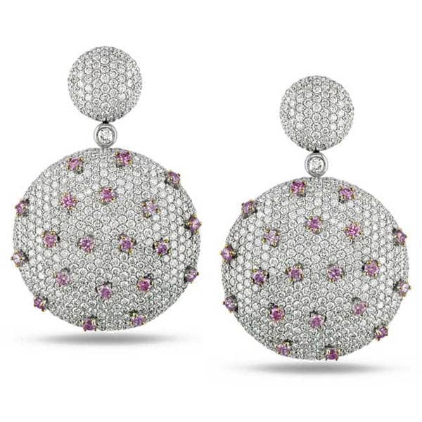 Miadora Signature Collection 18k White Gold 7 3/5ct TDW Pink and White Diamond Earrings. Opens flyout.