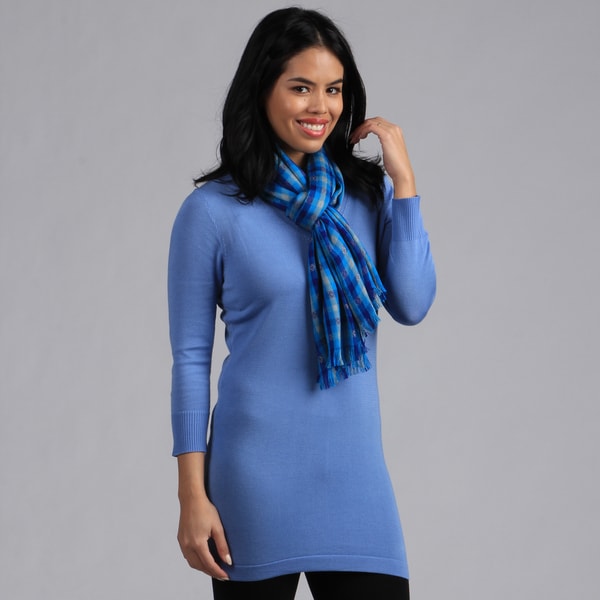 blue checkered scarf