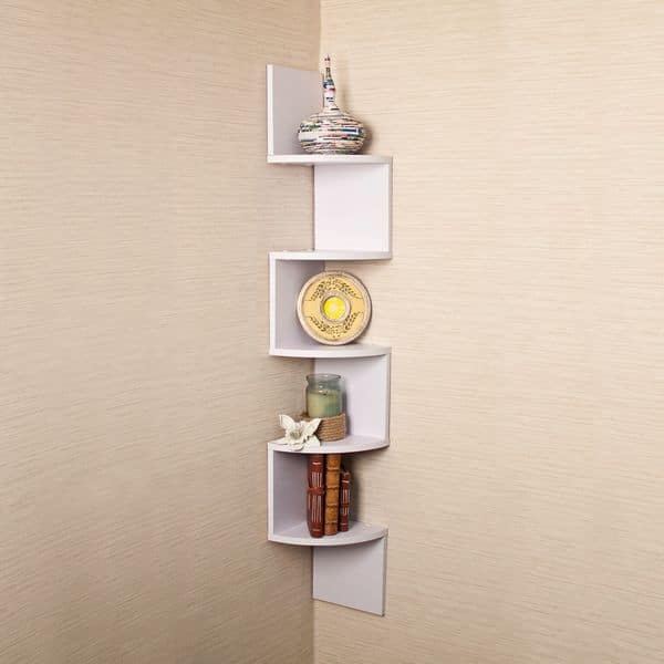 Danya B Black XF11035BK Large Decorative 5-Tier Corner Floating Wall Mount Display Shelving Unit