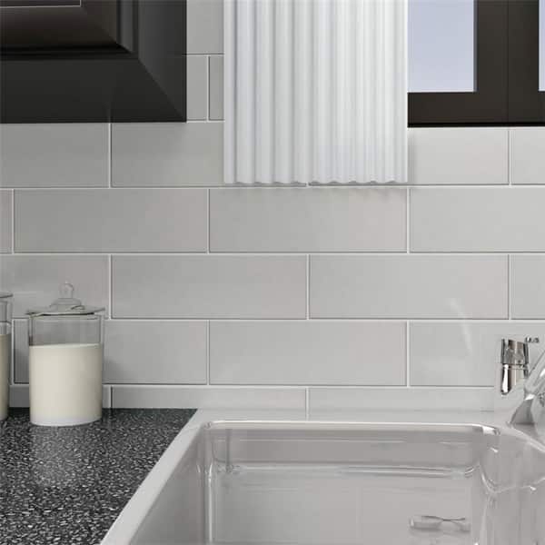 Somertile 4x12 Inch Reflections Grand Subway Ice White Gl Subway Ice White Gl