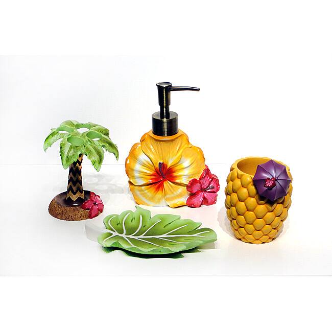 Kiki Tropical Bath Accessory 4-piece Set - Multi