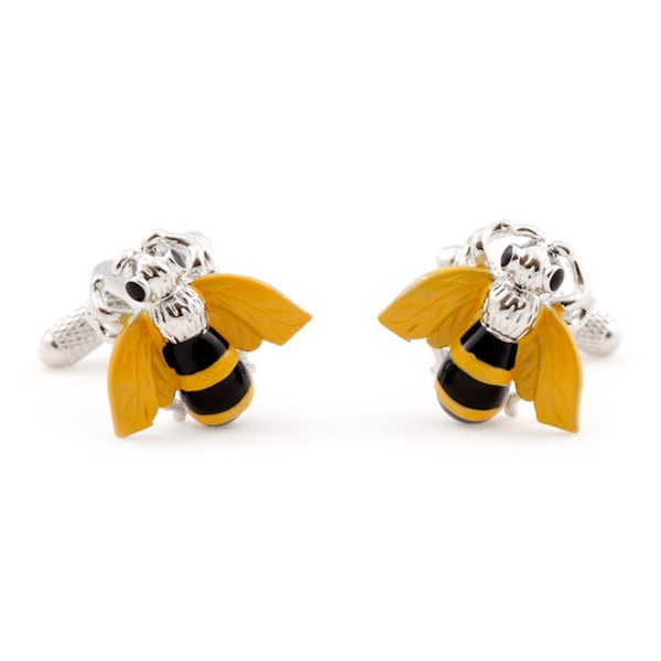 Cuff Daddy Silvertone Busy Bee Cuff Links