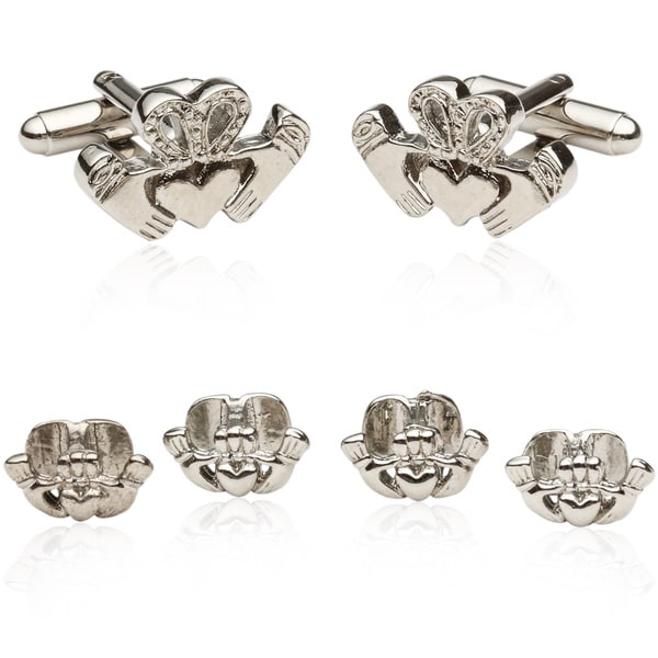 Cuff Daddy Silvertone Claddagh Formal Cuff Link Set