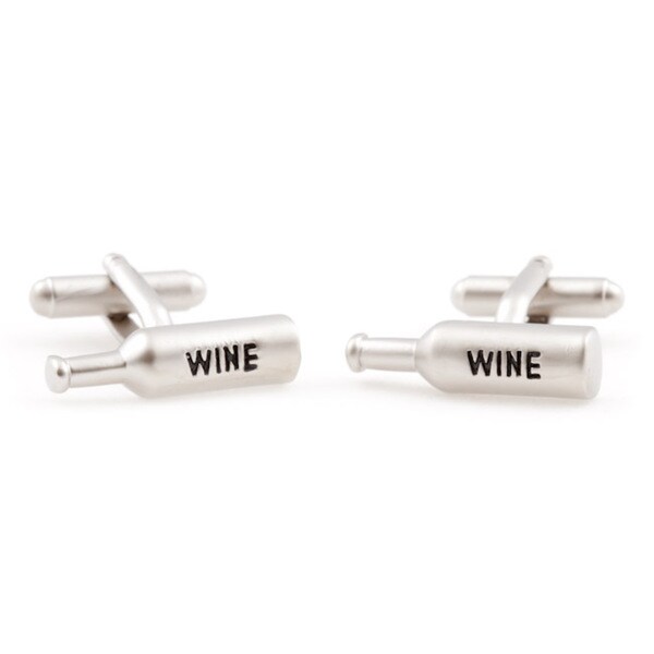 Cuff Daddy Silvertone Wine Bottle Cufflinks On Sale Overstock 6296502