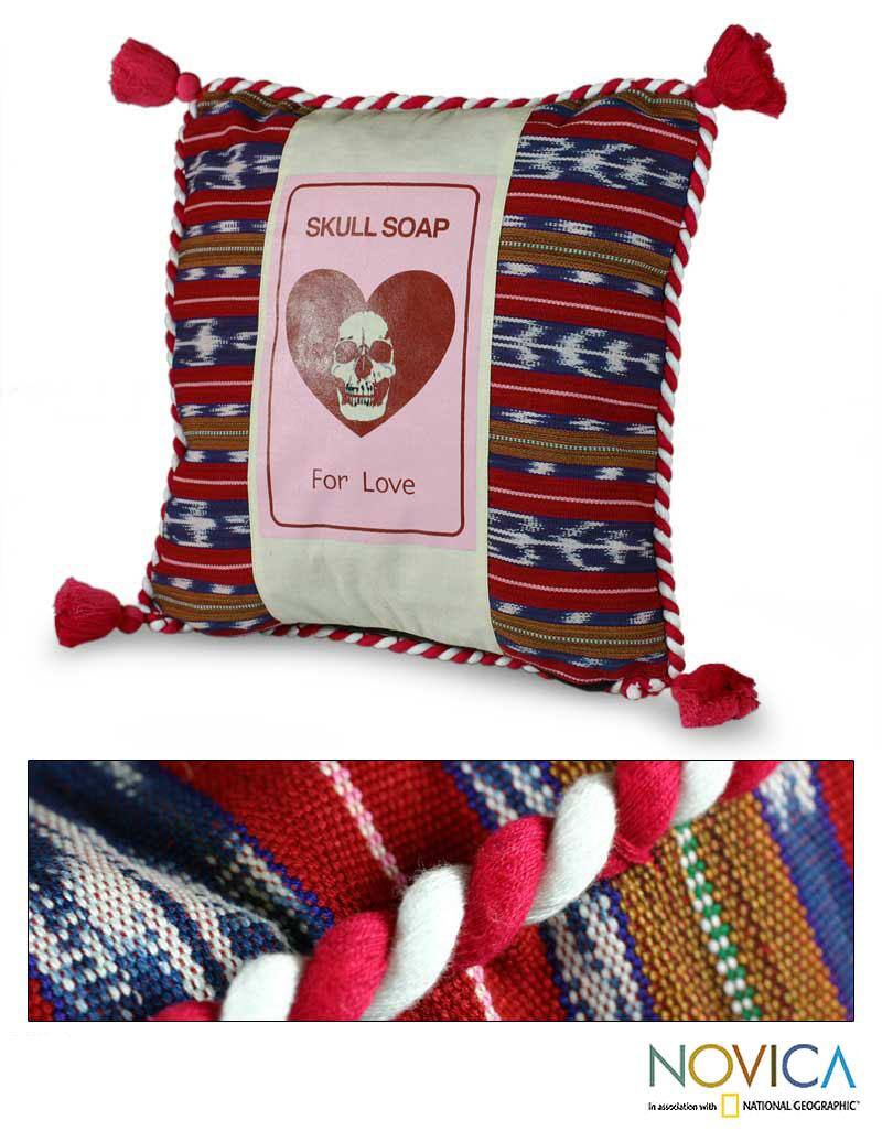 Cotton 'Skull Soap' Cushion Cover (Guatemala)