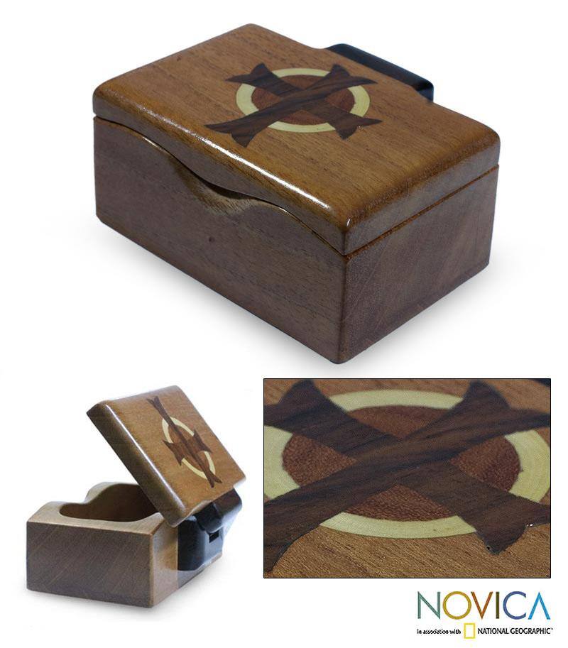 Handmade Mahogany Wood 'Christ's Cross' Box (Guatemala)