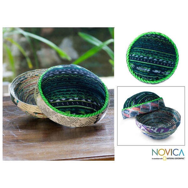 Recycled Paper 'San Lucas Jade' Box (Guatemala) Novica Accent Pieces