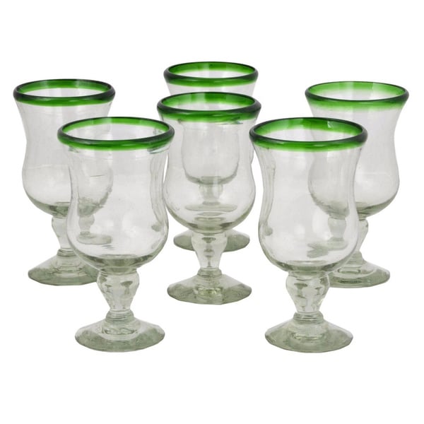 Shop Handmade Set Of 6 Blown Glass Caribbean Pina Colada Glasses Mexico Free Shipping