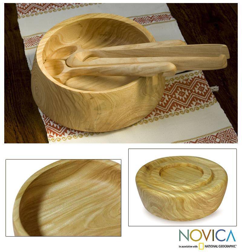 Handmade Prima Vera Wood 'Imagination' Serving Bowl (Medium) (Guatemala)