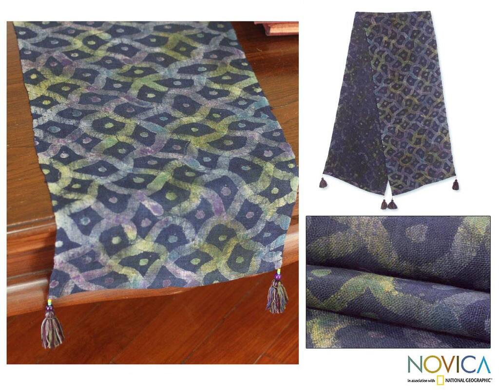 Handmade Hemp 'Hmong Indigo' Batik Table Runner (Thailand)