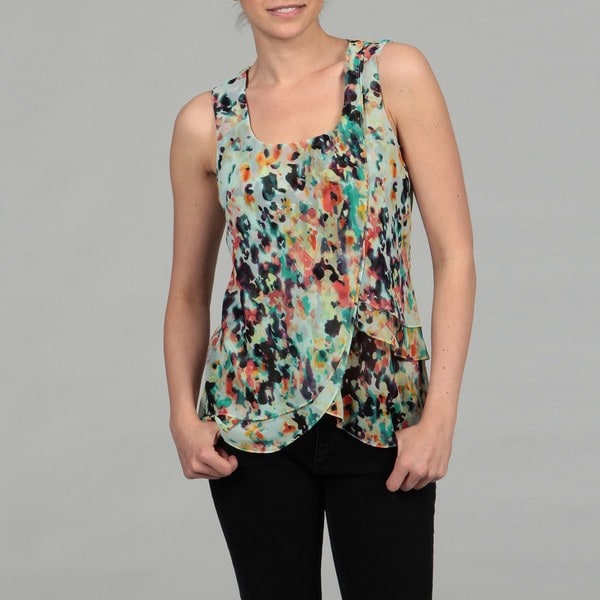 Calvin Klein Women's Fragmented Floral Top Calvin Klein Sleeveless Shirts