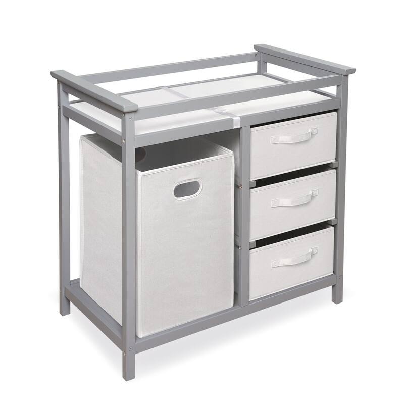 Modern Baby Changing Table with Hamper and 3 Baskets