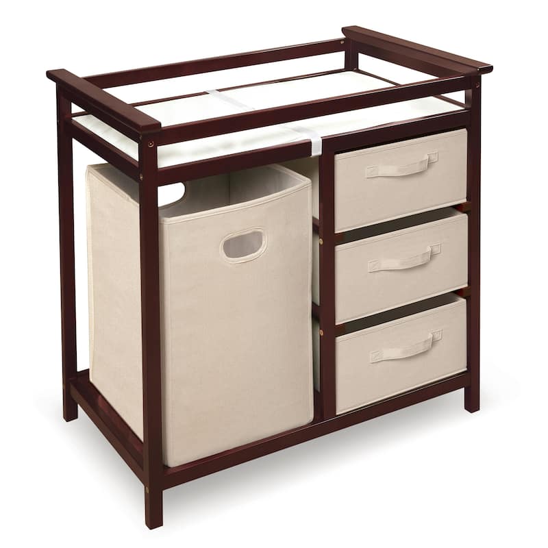 Modern Baby Changing Table with Hamper and 3 Baskets