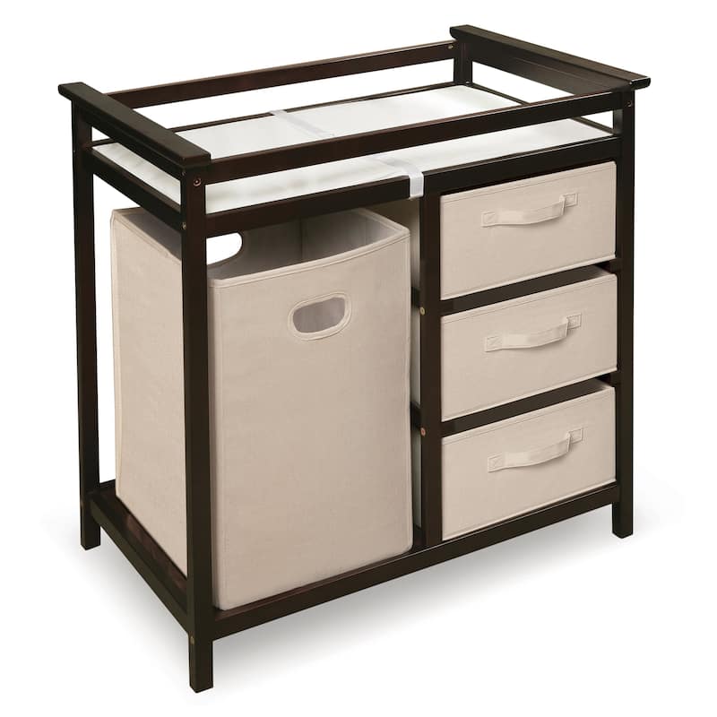 Modern Baby Changing Table with Hamper and 3 Baskets