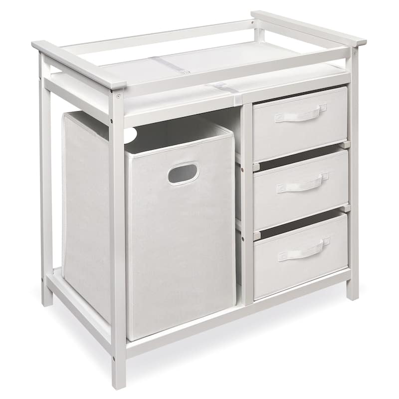 Modern Baby Changing Table with Hamper and 3 Baskets