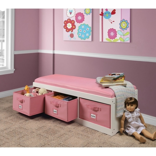 kids storage bench with cushion