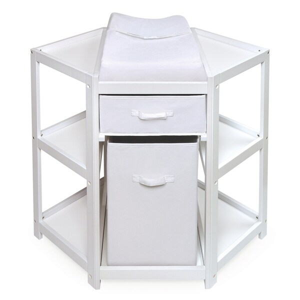 badger basket diaper corner baby changing table with hamper and basket