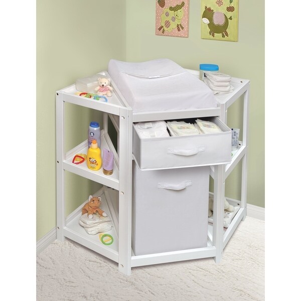 white changing table with hamper