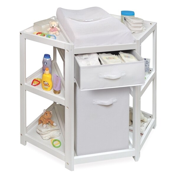 white changing table with hamper