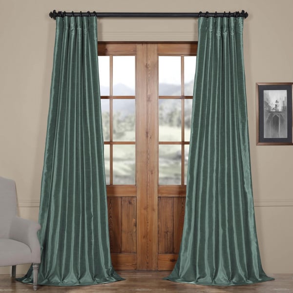 Exclusive Fabrics Peacock Vintage Faux Textured Dupioni Silk Curtain Panel