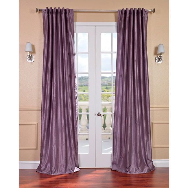 Smoky Plum Vintage Faux Dupioni Silk Curtain Panel