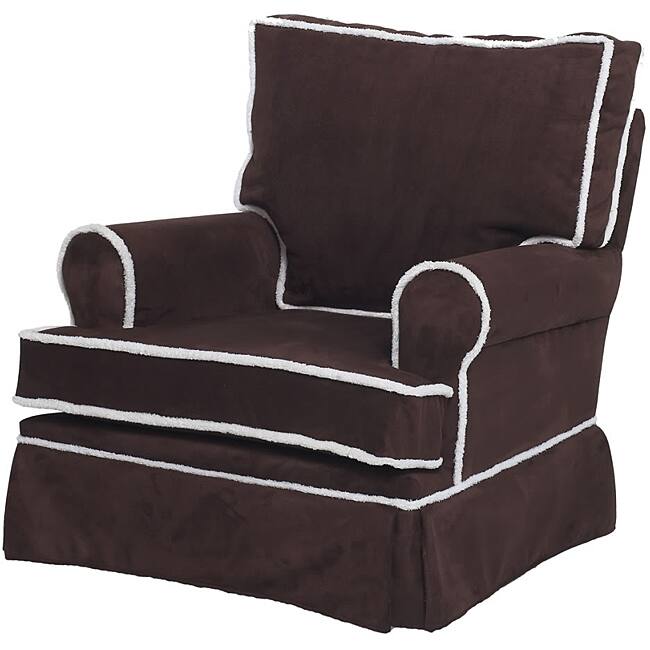 The Rockabye Glider Co Square Back Chocolate Microfiber with Sherpa Glider